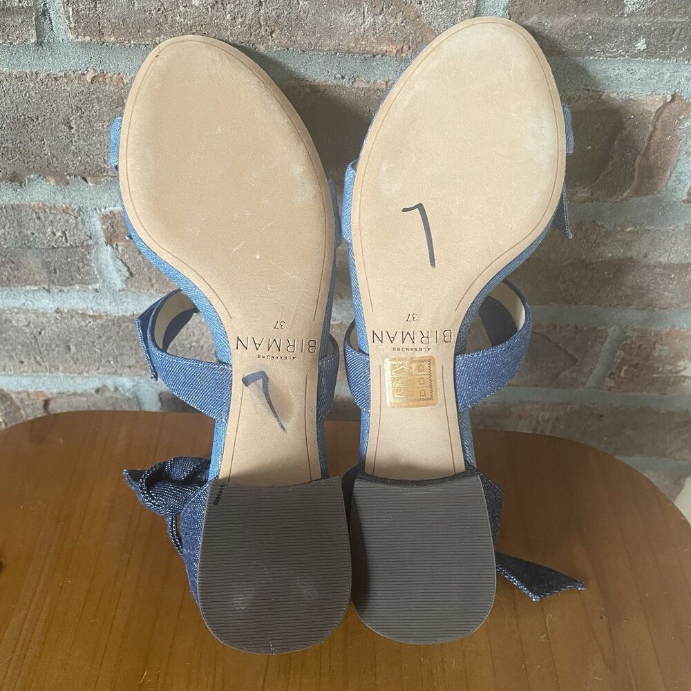 Alexandre Birman Heel Sandals Size 37 Blue Denim Bow Ankle Wrap MSRP $395 - Picture 13 of 13